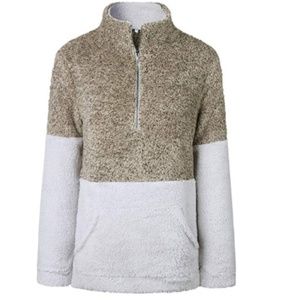 Womens Sweatshirt - Long Sleeve 1/4 Zip Up Faux